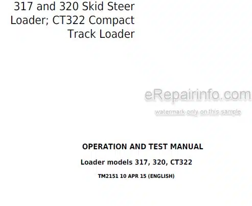 Photo 5 - John Deere 317 320 CT322 Operation And Test Manual Skid Steer Compact Track Loader TM2151