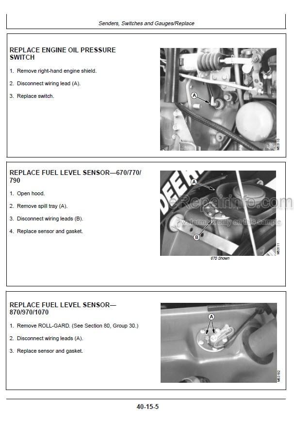 Photo 7 - John Deere 415 455 Technical Manual Lawn And Garden Tractor TM1836