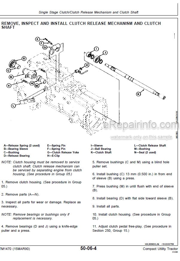 Photo 6 - John Deere 670 770 790 870 970 1070 Technical Repair And Diagnostic Manual Compact Utility Tractor TM1470