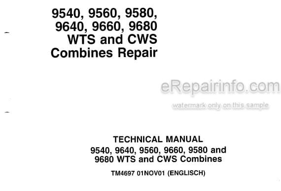 Photo 4 - John Deere 9540 9560 9580 9640 9660 9680WTS 9680CWS Technical Repair Manual Combine TM4697