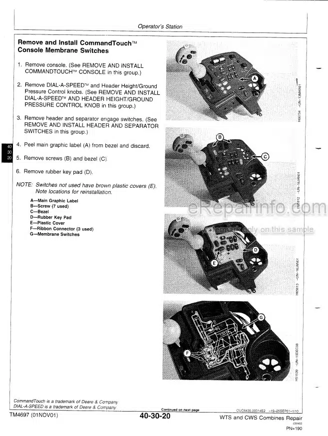 Photo 9 - John Deere 9540 9560 9580 9640 9660 9680WTS 9680CWS Technical Repair Manual Combine TM4697