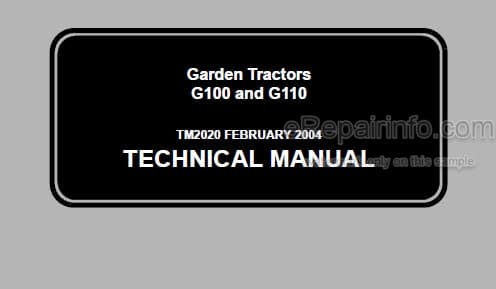Photo 5 - John Deere G100 G110 Technical Manual Garden Tractor TM2020