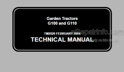 Photo 5 - John Deere G100 G110 Technical Manual Garden Tractor TM2020