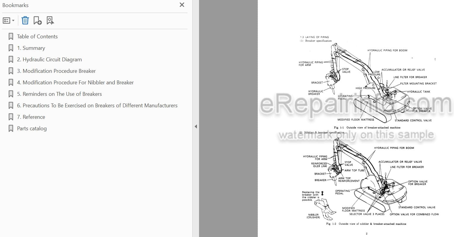 Photo 4 - Kobelco SK200-2 SK200LC-2 Service Parts Manual Excavator Mounting Breaker Mounting Nibbler And Breaker