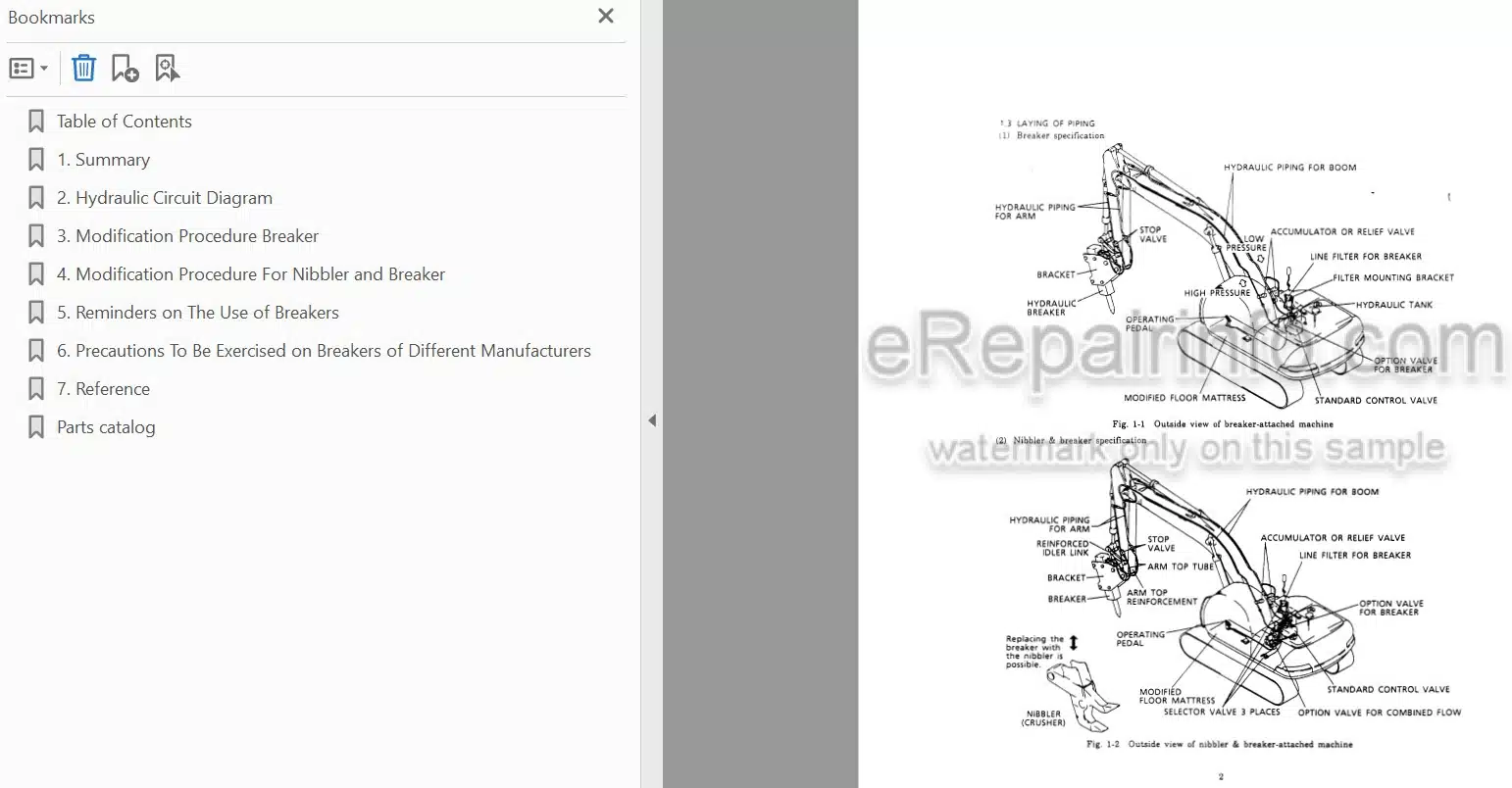 Photo 4 - Kobelco SK200-2 SK200LC-2 Service Parts Manual Excavator Mounting Breaker Mounting Nibbler And Breaker