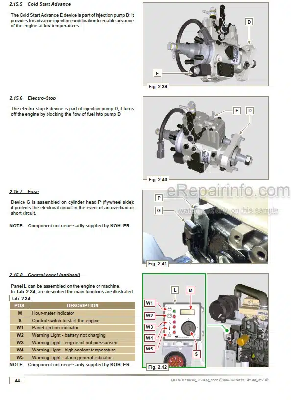 Photo 13 - Kohler KDI1903M KDI2504M Workshop Manual Engine