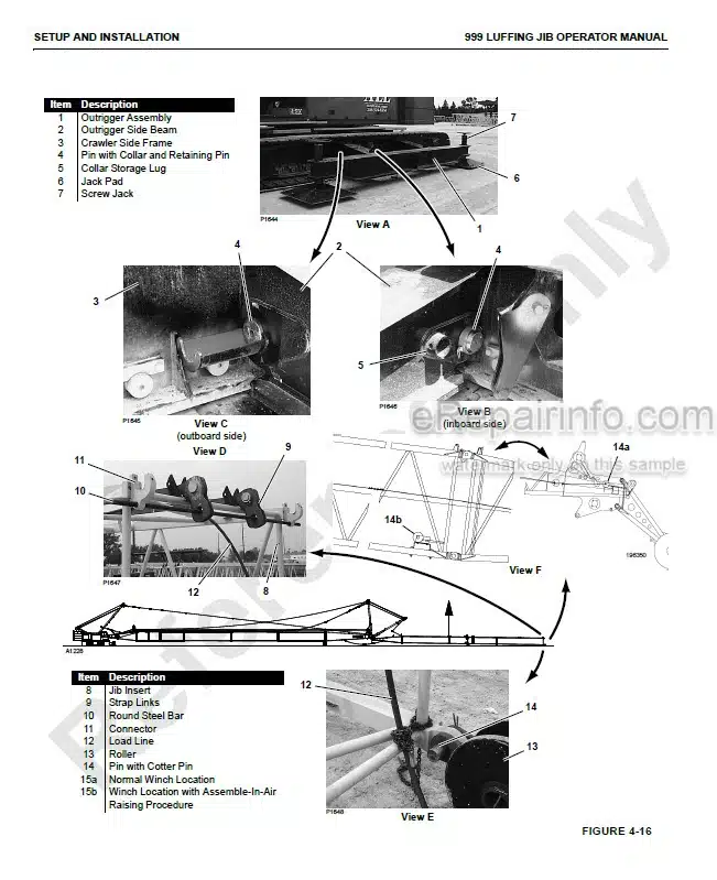 Photo 12 - Manitowoc 999 Operators Manual Crane Luffing Jib Attachment 9995000