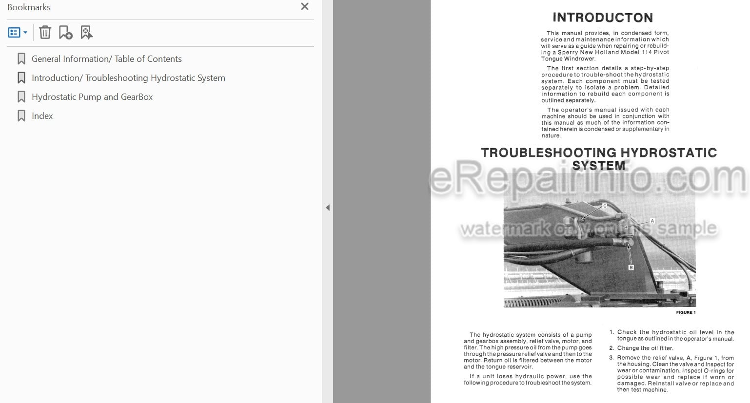 Photo 3 - New Holland 114 Service Manual Windrower Pivot Tongue