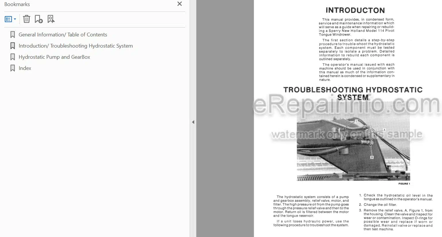 Photo 3 - New Holland 114 Service Manual Windrower Pivot Tongue