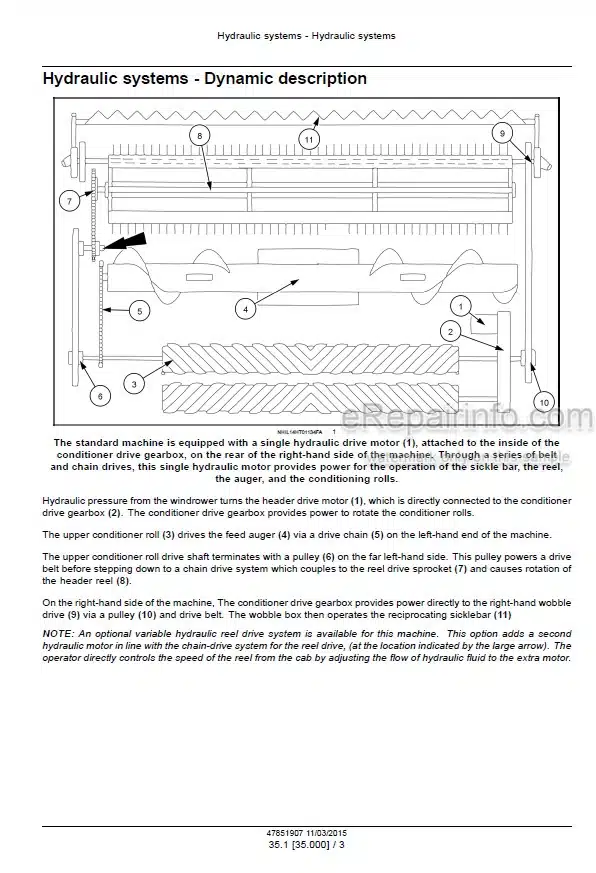 Photo 3 - New Holland 12HS 14HS 16HS 18HS Service Manual Sickle Header