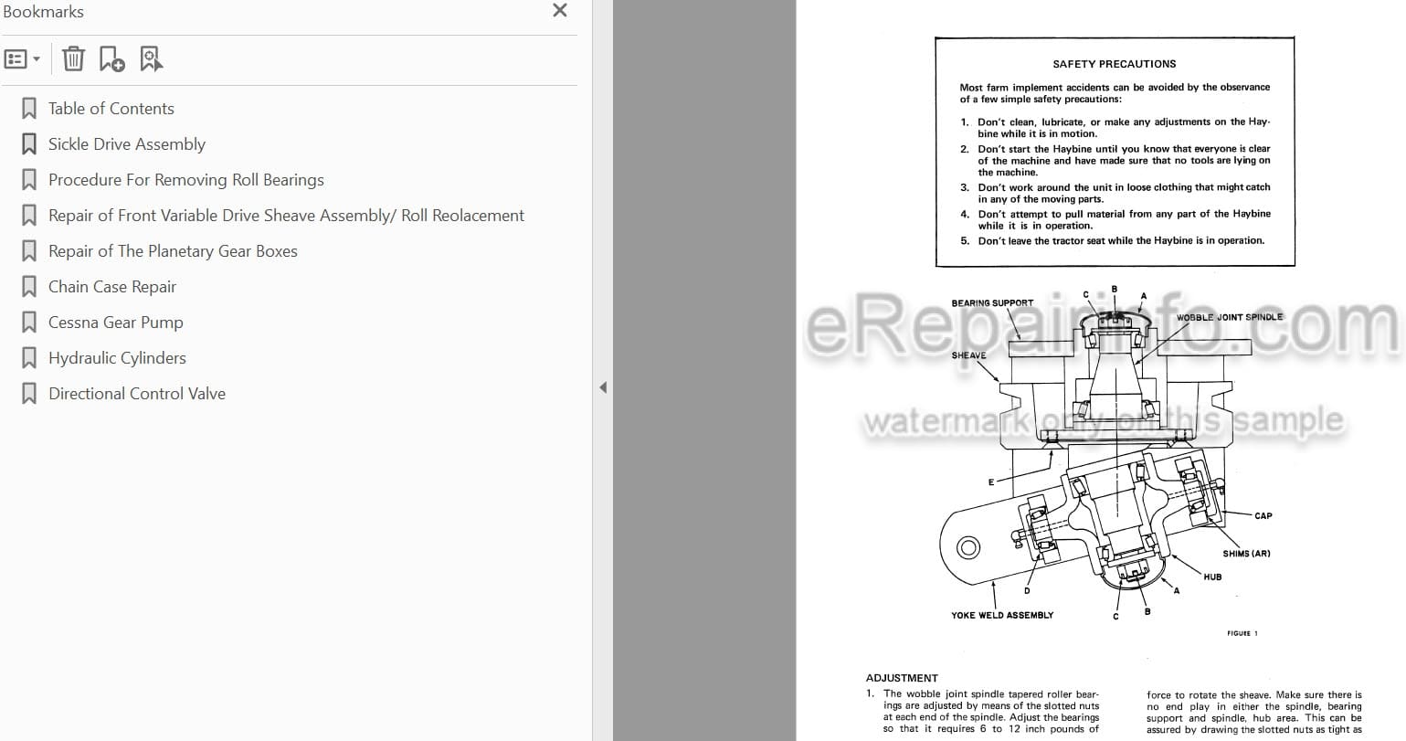 Photo 3 - New Holland 1469 Service Manual Haybine Mower Conditioner