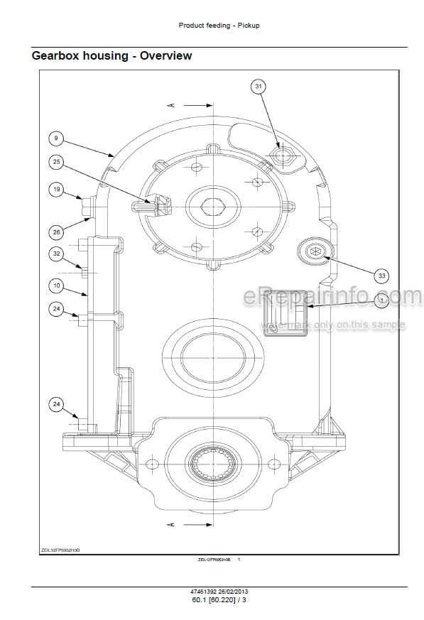 Photo 4 - New Holland 300FP 380FP Service Manual Grass Pickup Header