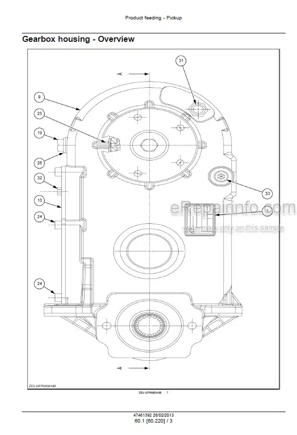 Photo 4 - New Holland 300FP 380FP Service Manual Grass Pickup Header