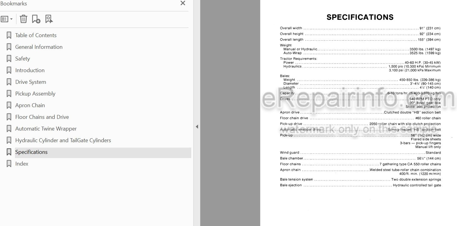 Photo 3 - New Holland 846 847 Service Manual Round Baler