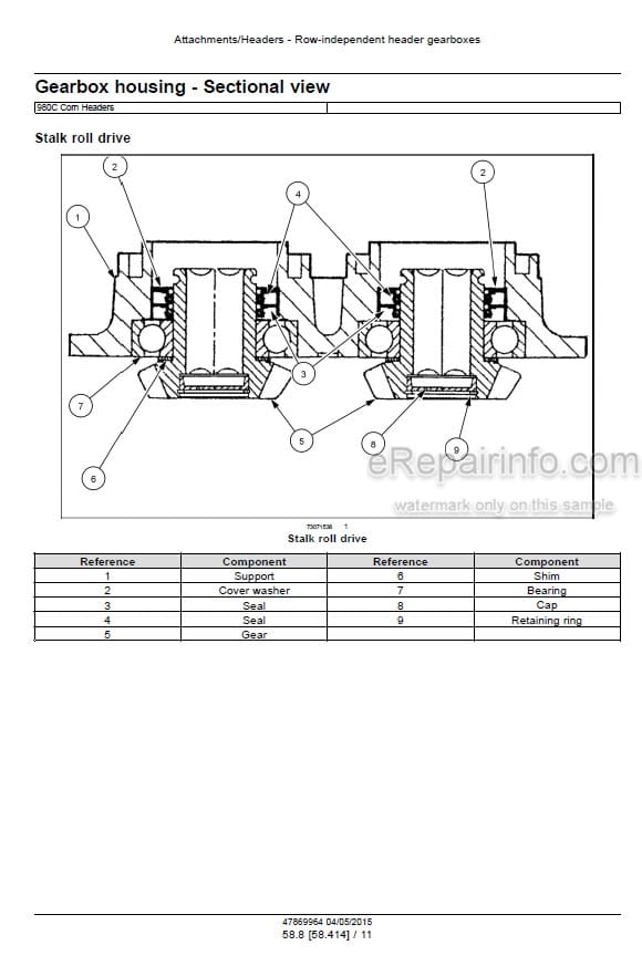 Photo 4 - New Holland 980CF 980CR Service Manual Corn Header