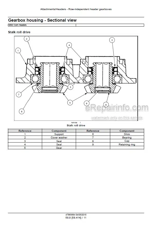 Photo 4 - New Holland 980CF 980CR Service Manual Corn Header