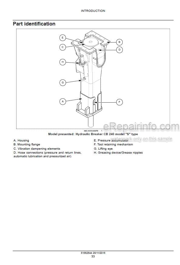 Photo 4 - New Holland CB240S CB290S CB370S Service Manual Hydraulic Breaker
