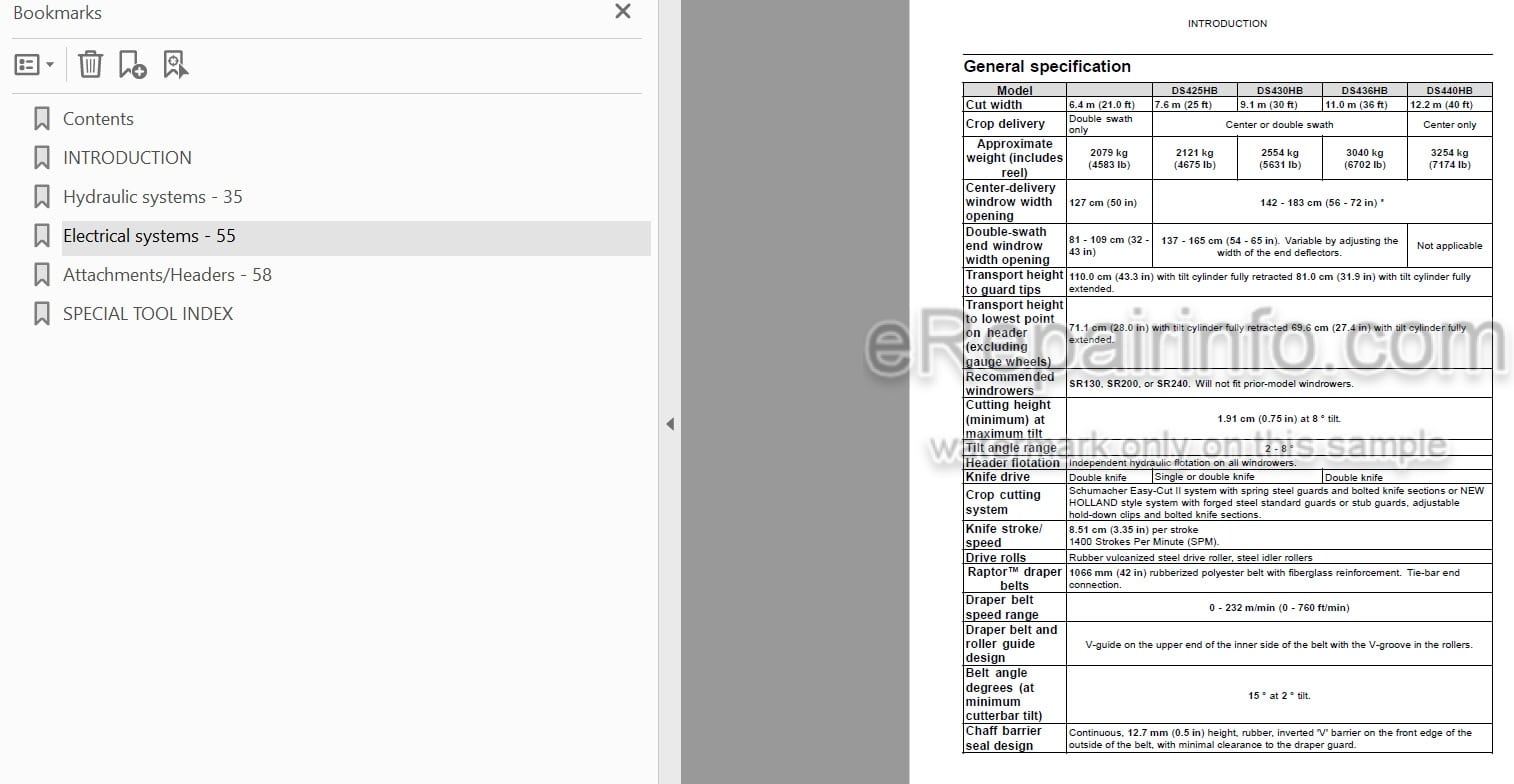Photo 3 - New Holland DuraSwath 425HB 430HB 436HB 440HB Service Manual Draper Header