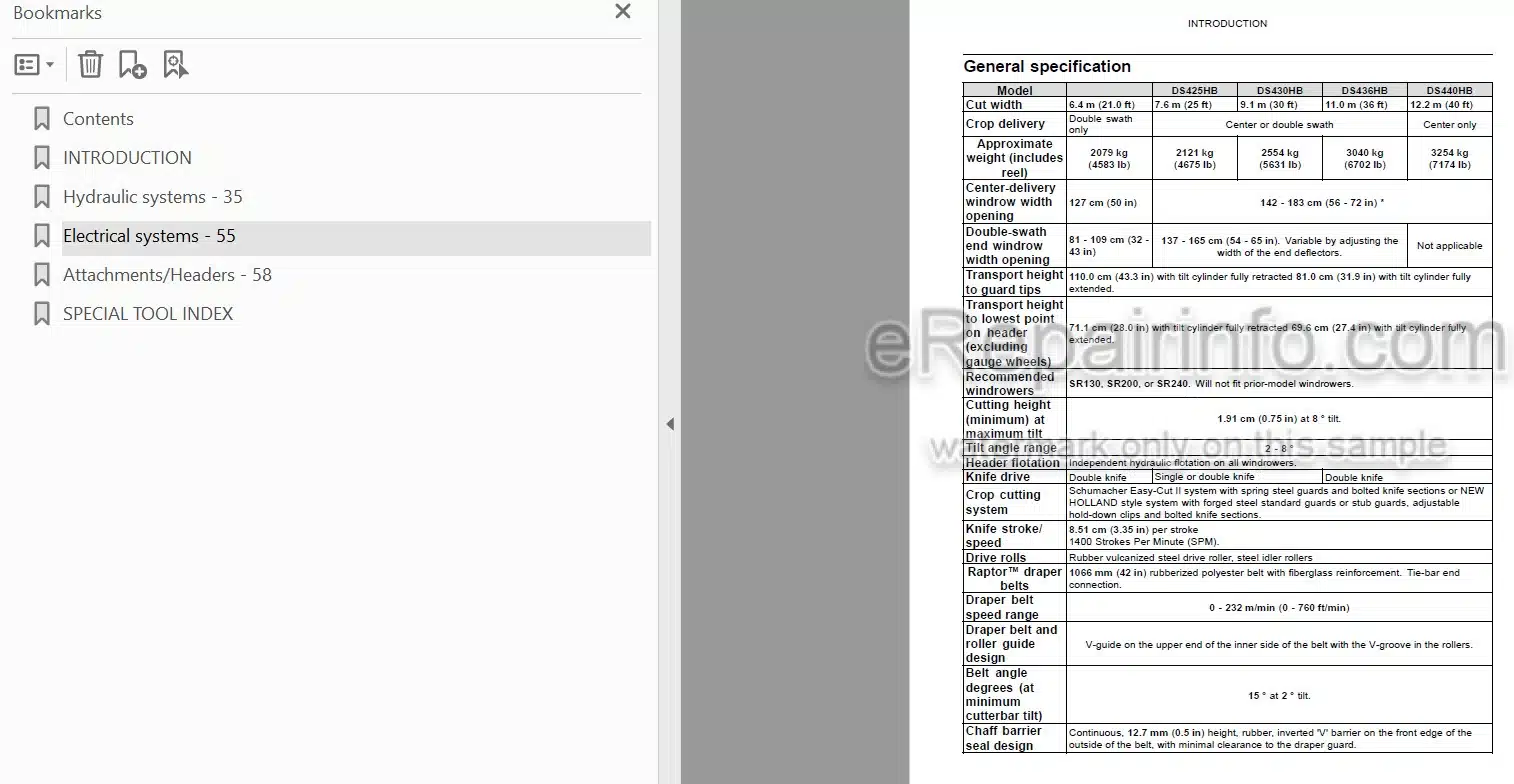 Photo 3 - New Holland DuraSwath 425HB 430HB 436HB 440HB Service Manual Draper Header