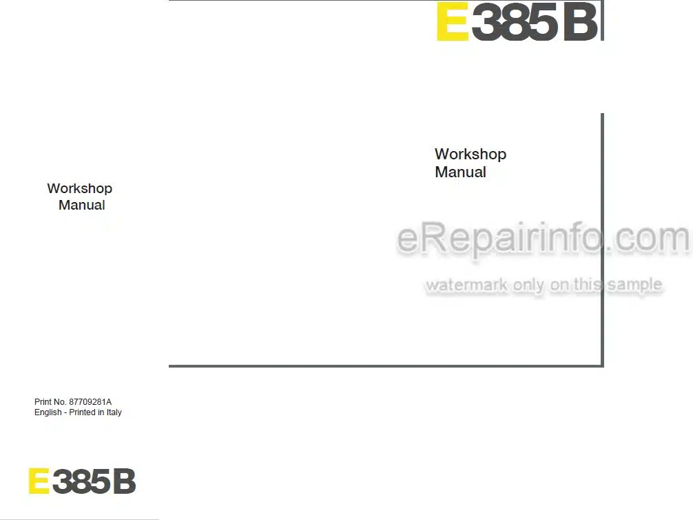 Photo 6 - New Holland Kobelco E385B Workshop Manual Excavator