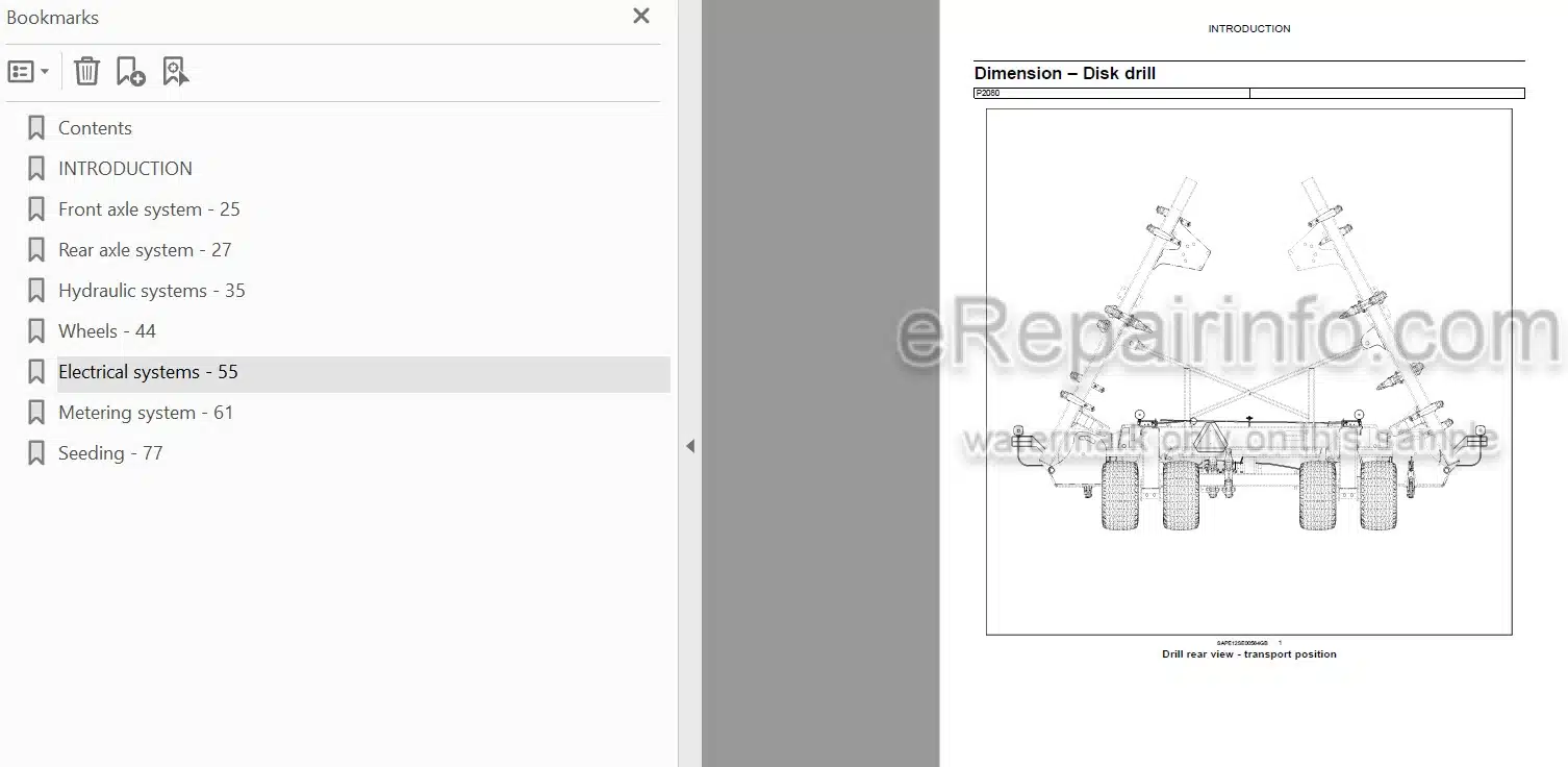 Photo 4 - New Holland P2080 P2085 Service Manual Disk Drill
