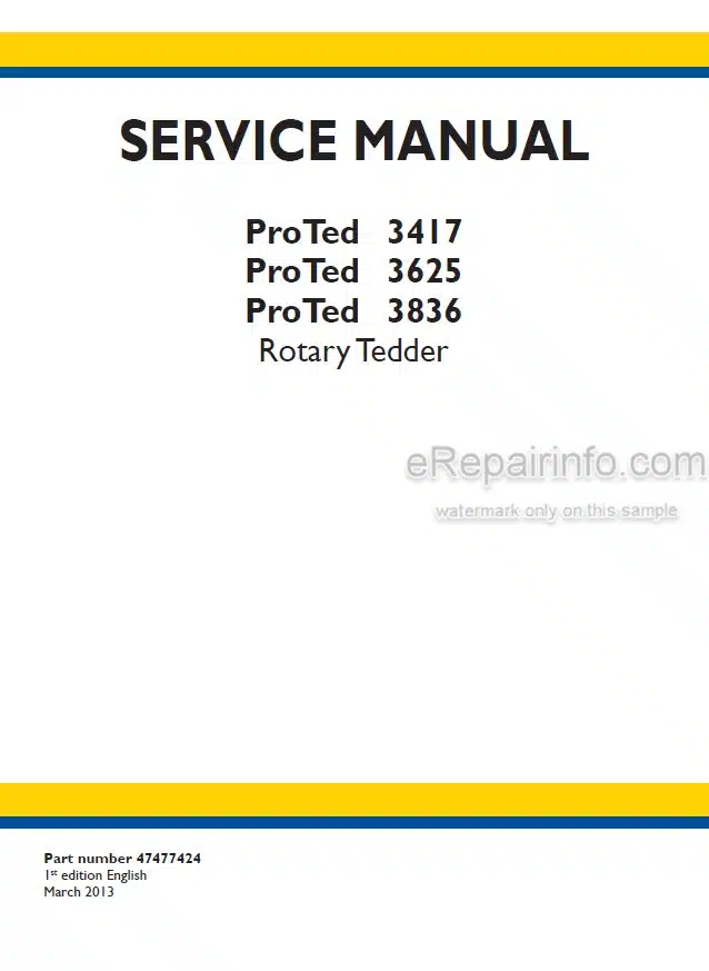 Photo 5 - New Holland ProTed 3417 3625 3836 Service Manual Rotary Tedder