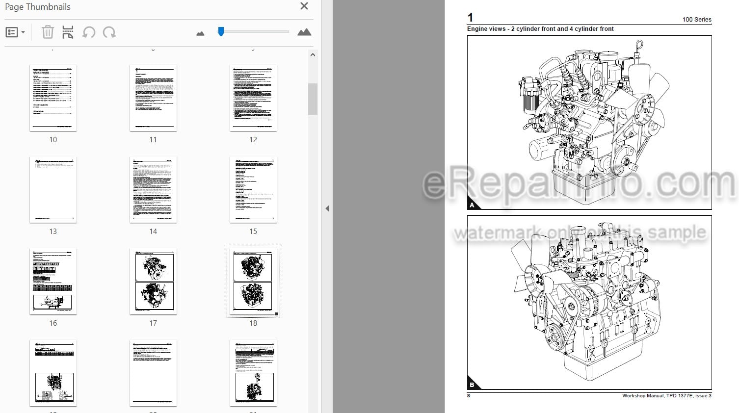 Photo 4 - Perkins 100 Series Workshop Manual Diesel Engine