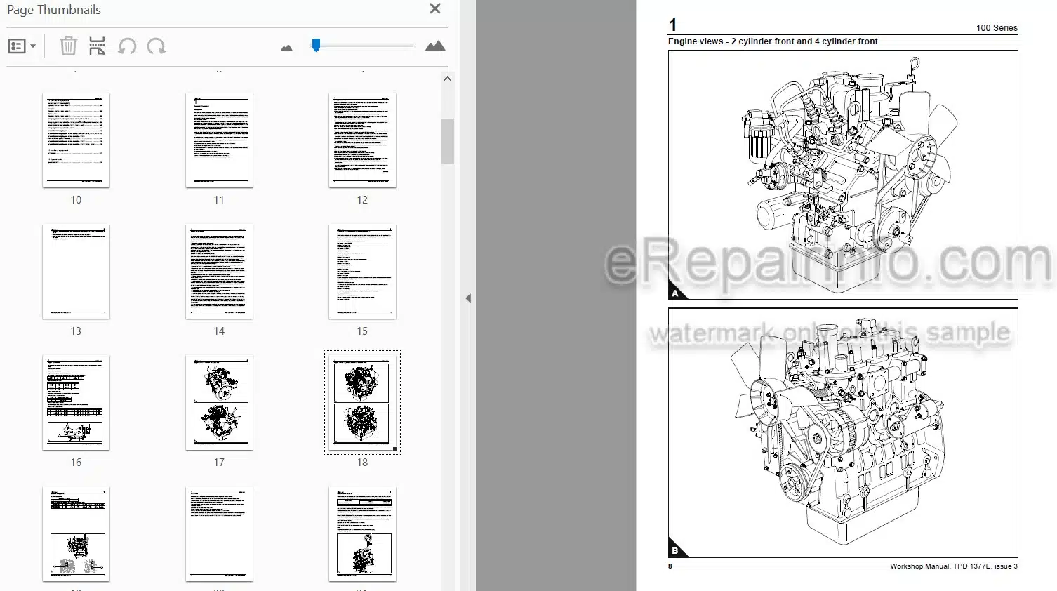 Photo 4 - Perkins 100 Series Workshop Manual Diesel Engine