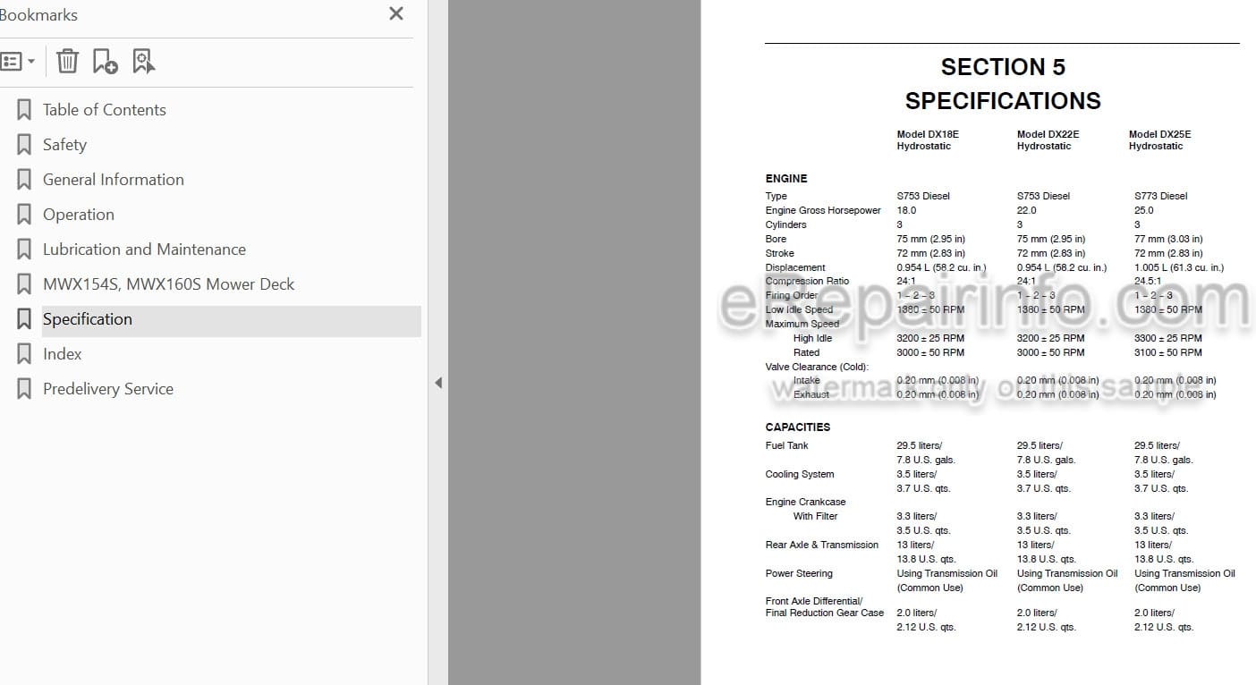 Photo 3 - Case IH DX18E DX22E DX25E MWX154S MWX160S Operators Manual Tractor And Mower Deck 87544691