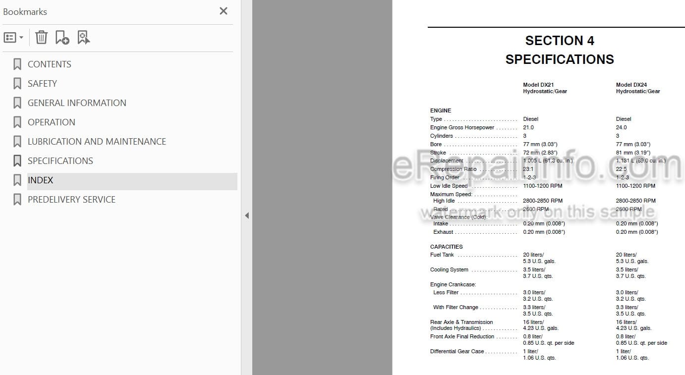 Photo 4 - Case IH DX21 DX24 Operators Manual Tractor 87300158