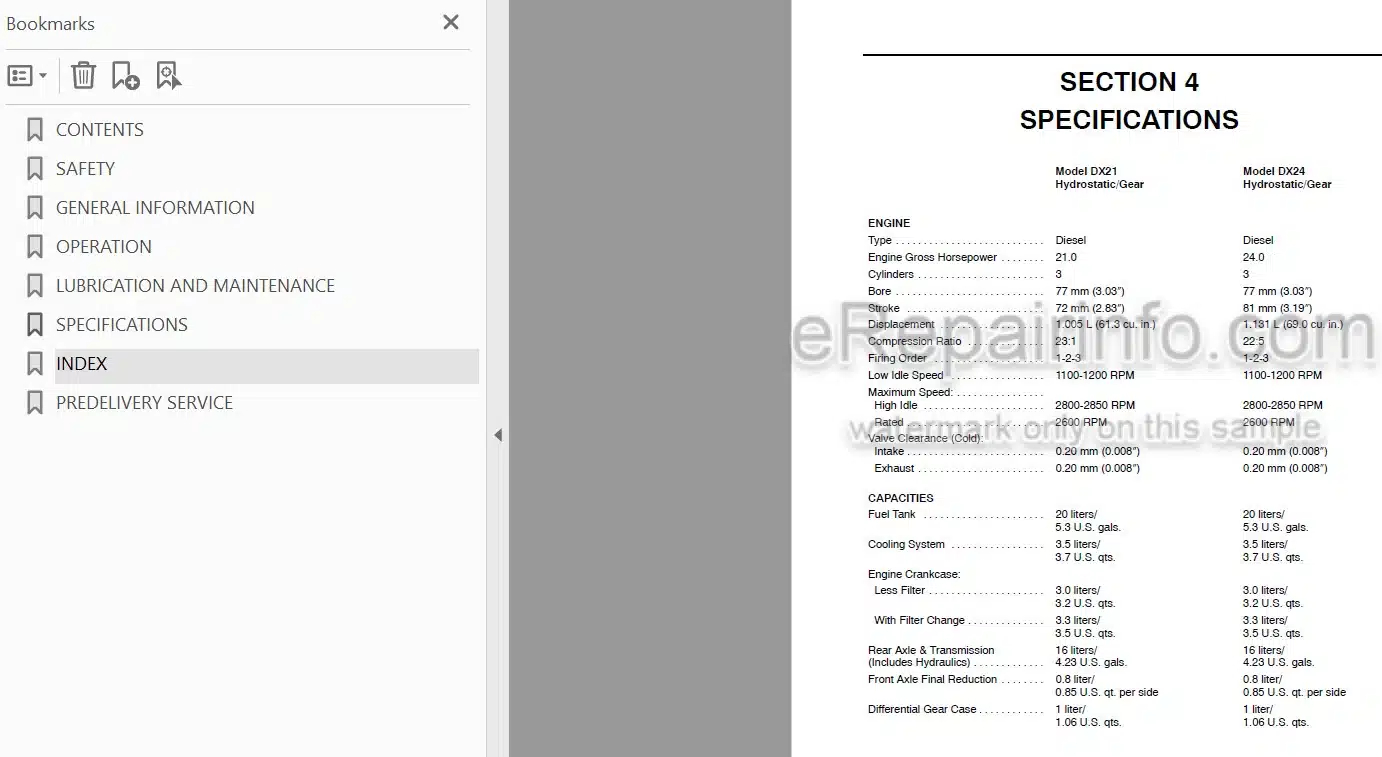 Photo 4 - Case IH DX21 DX24 Operators Manual Tractor 87300158
