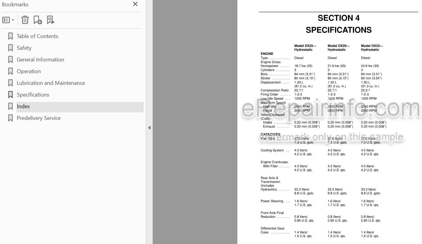 Photo 4 - Case IH DX25 DX29 DX33 Operators Manual Tractor 86617542