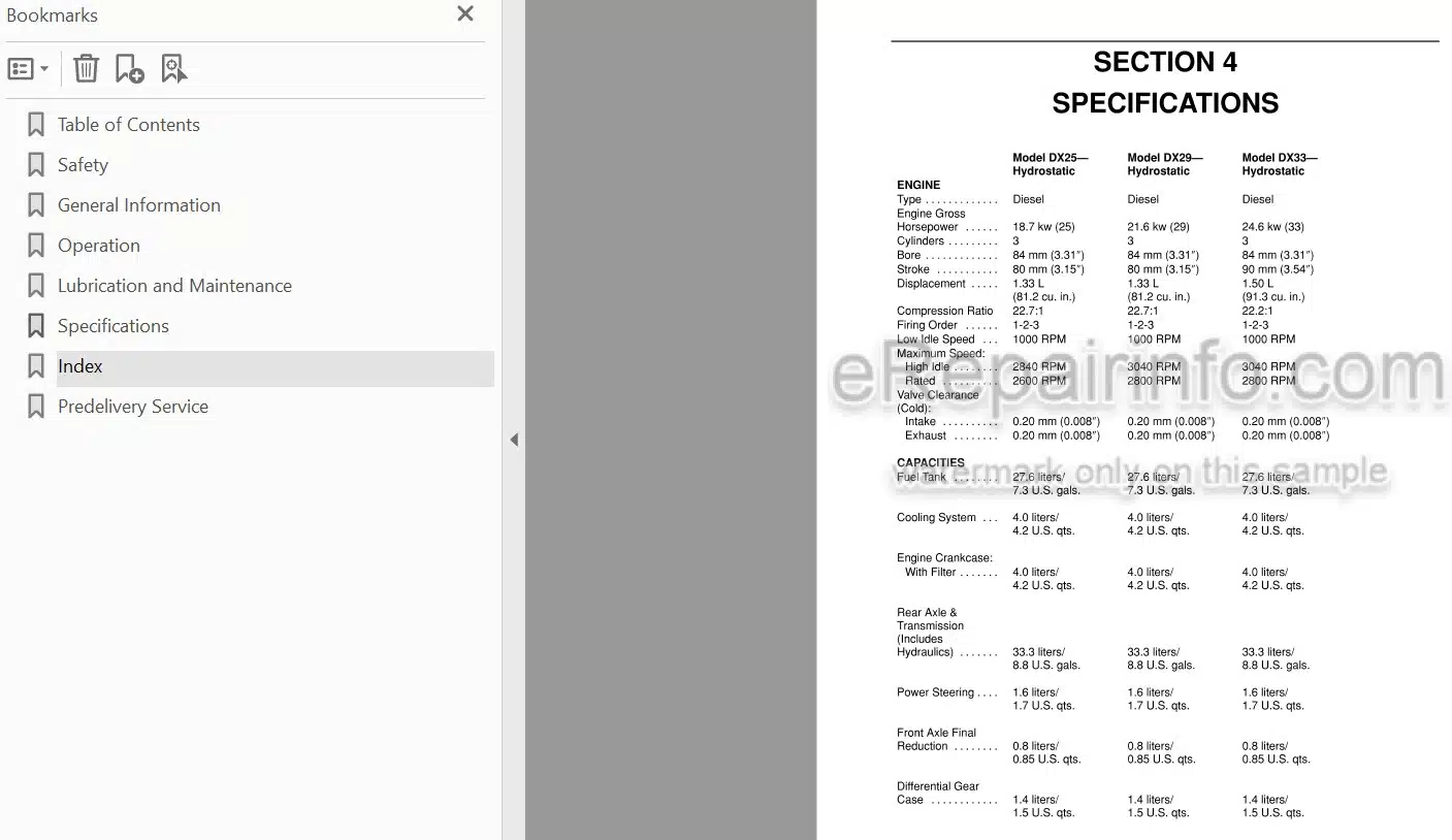 Photo 4 - Case IH DX25 DX29 DX33 Operators Manual Tractor 86617542