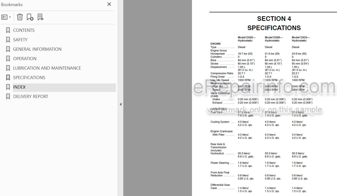 Photo 4 - Case IH DX25 DX29 DX33 Operators Manual Tractor 87024756
