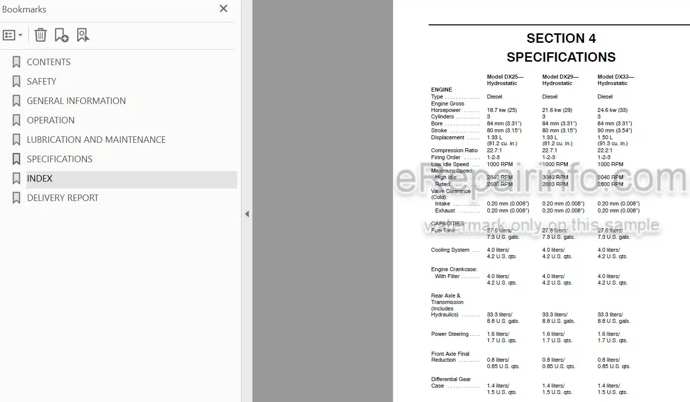 Photo 4 - Case IH DX25 DX29 DX33 Operators Manual Tractor 87024756