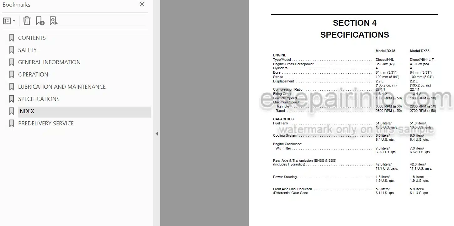 Photo 4 - Case IH DX48 DX55 Operators Manual Tractor 87300478