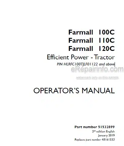 Photo 4 - Case IH Farmall 100C 110C 120C Efficient Power Operators Manual Tractor 51532899