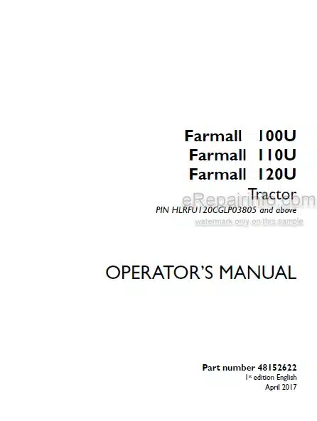 Photo 4 - Case IH Farmall 100U 110U 120U Operators Manual Tractor 48152622