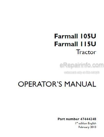 Photo 4 - Case IH Farmall 105U 115U Operators Manual Manual Tractor 47444248