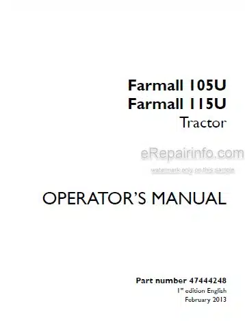 Photo 4 - Case IH Farmall 105U 115U Operators Manual Manual Tractor 47444248