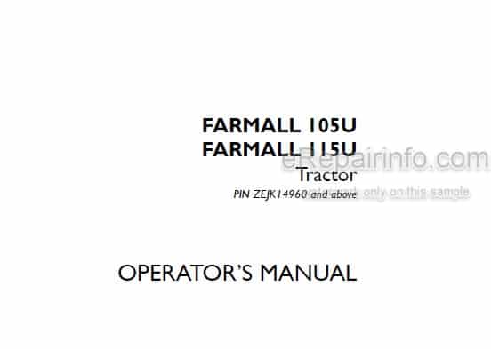 Photo 5 - Case IH Farmall 105U 115U Operators Manual Tractor