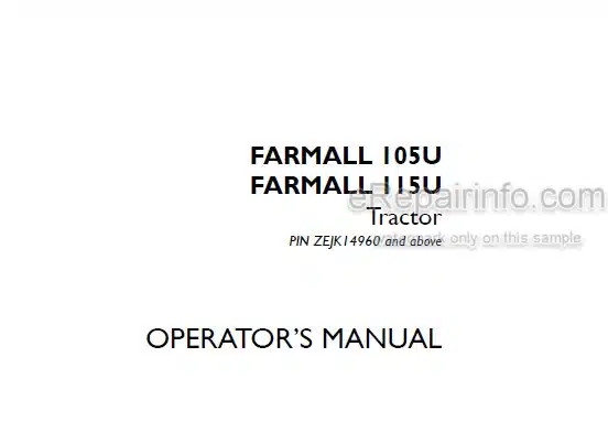 Photo 5 - Case IH Farmall 105U 115U Operators Manual Tractor