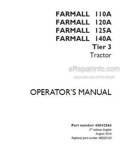 Photo 4 - Case IH Farmall 110A 120A 125A 140A Tier 3 Operators Manual Tractor 48042568