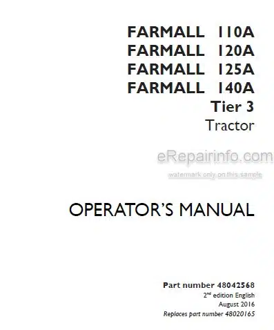Photo 4 - Case IH Farmall 110A 120A 125A 140A Tier 3 Operators Manual Tractor 48042568