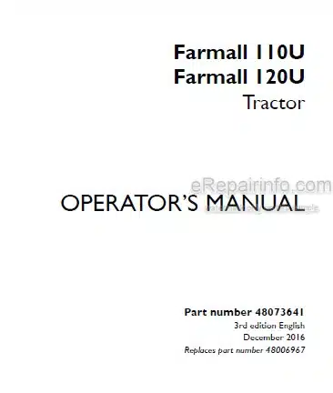 Photo 5 - Case IH Farmall 110U 120U Operators Manual Tractor