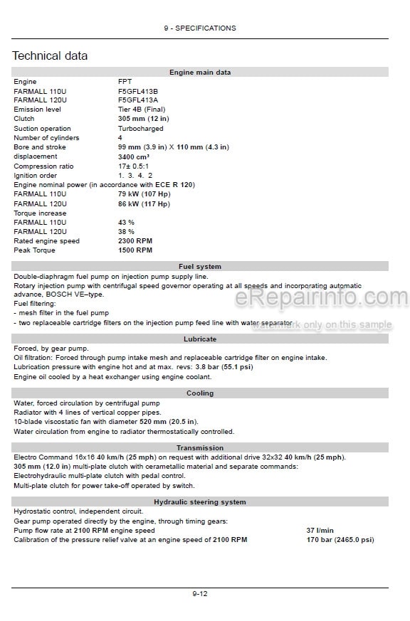 Photo 3 - Case IH Farmall 110U 120U Operators Manual Tractor