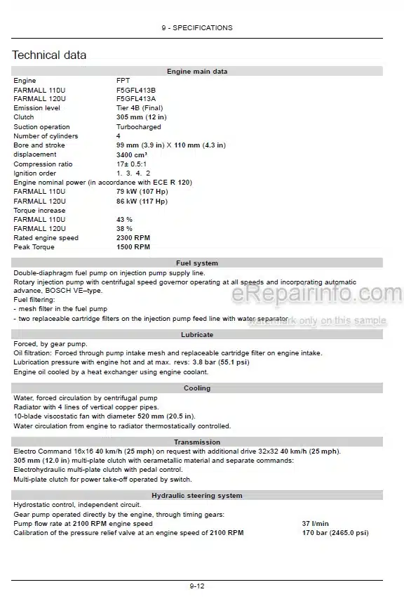 Photo 3 - Case IH Farmall 110U 120U Operators Manual Tractor