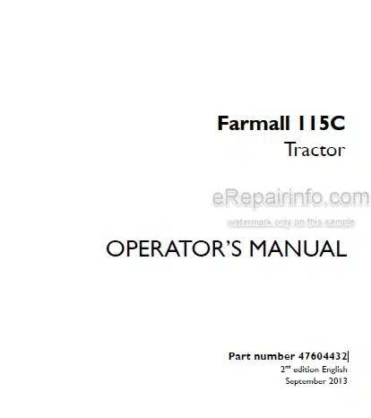 Photo 4 - Case IH Farmall 115C Operators Manual Tractor