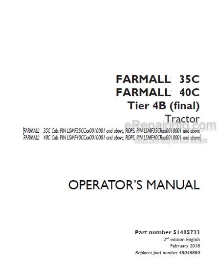 Photo 4 - Case IH Farmall 35C 45C Tier 4B Final Operators Manual Tractor 51485733