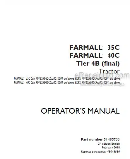 Photo 4 - Case IH Farmall 35C 45C Tier 4B Final Operators Manual Tractor 51485733